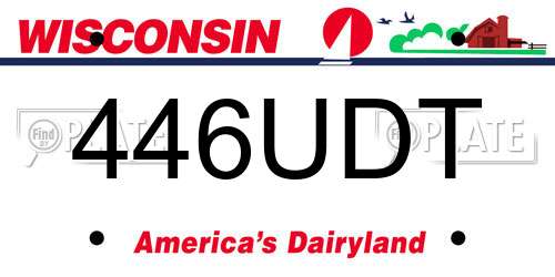 446UDT Wisconsin License Plate