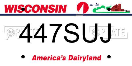 447SUJ Wisconsin License Plate
