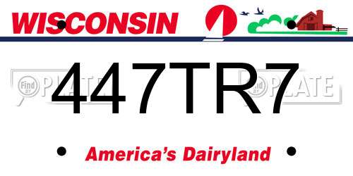 447TR7 Wisconsin License Plate