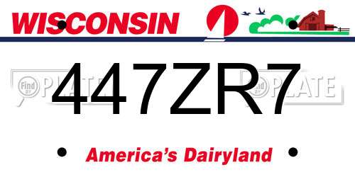 447ZR7 Wisconsin License Plate