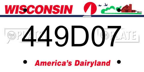 449D07 Wisconsin License Plate
