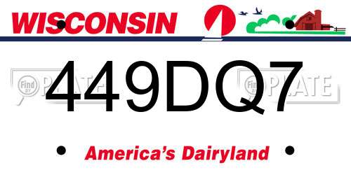 449DQ7 Wisconsin License Plate