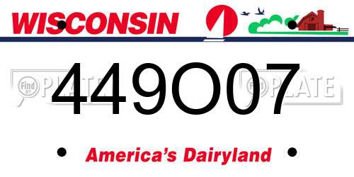 449O07 Wisconsin License Plate