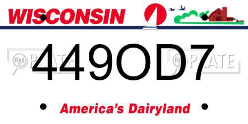 449OD7 Wisconsin License Plate