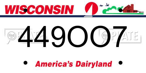 449OO7 Wisconsin License Plate