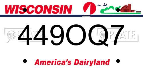 449OQ7 Wisconsin License Plate