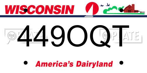 449OQT Wisconsin License Plate