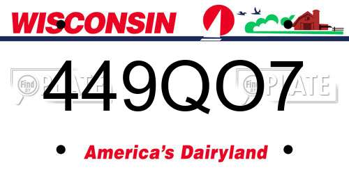 449QO7 Wisconsin License Plate