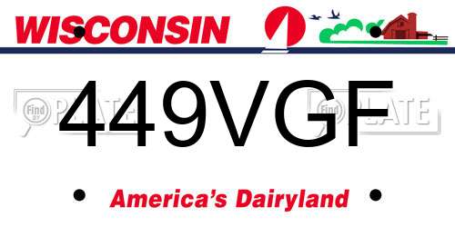 449VGF Wisconsin License Plate