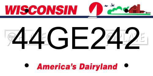 44GE242 Wisconsin License Plate