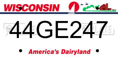 44GE247 Wisconsin License Plate