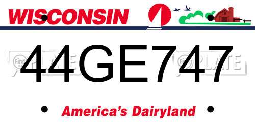 44GE747 Wisconsin License Plate
