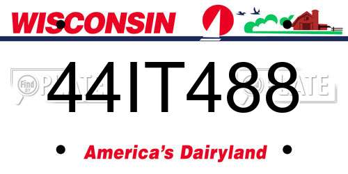 44IT488 Wisconsin License Plate