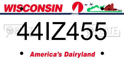 44IZ455 Wisconsin License Plate