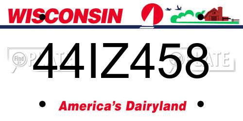44IZ458 Wisconsin License Plate