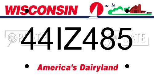 44IZ485 Wisconsin License Plate