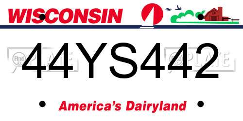 44YS442 Wisconsin License Plate