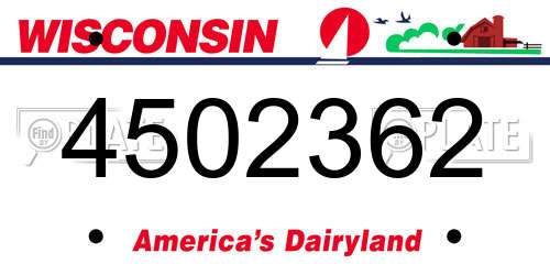 4502362 Wisconsin License Plate
