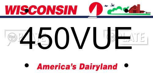 450VUE Wisconsin License Plate