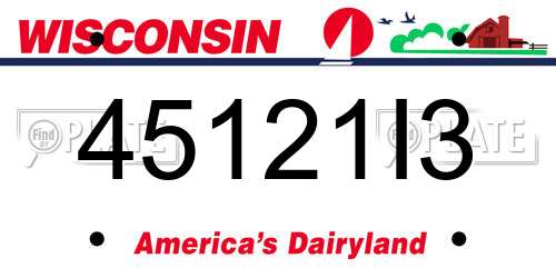45121I3 Wisconsin License Plate