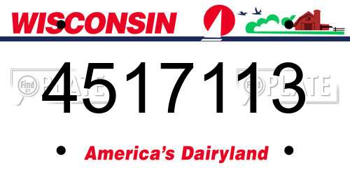4517113 Wisconsin License Plate