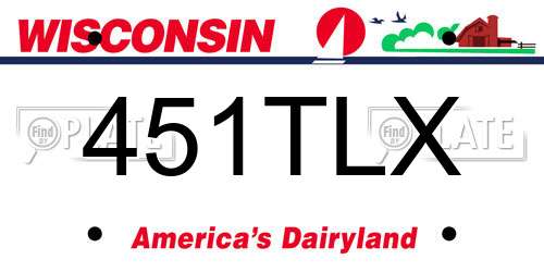 451TLX Wisconsin License Plate