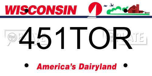 451TOR Wisconsin License Plate