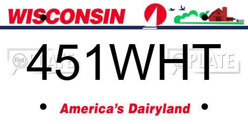 451WHT Wisconsin License Plate