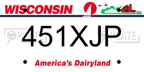 451XJP Wisconsin License Plate