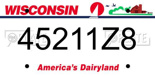 45211Z8 Wisconsin License Plate