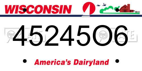 45245O6 Wisconsin License Plate