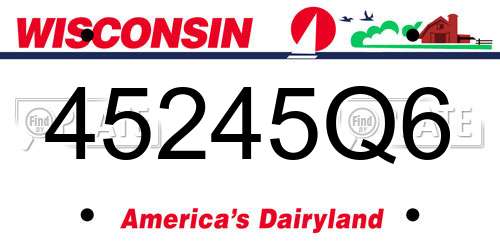 45245Q6 Wisconsin License Plate