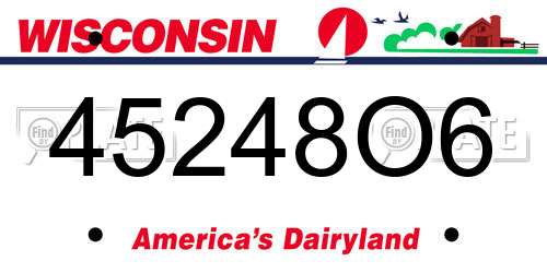 45248O6 Wisconsin License Plate