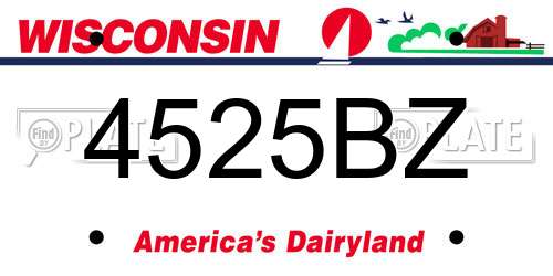 4525BZ Wisconsin License Plate