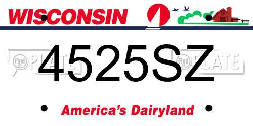 4525SZ Wisconsin License Plate