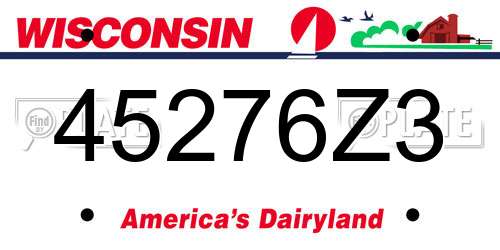 45276Z3 Wisconsin License Plate