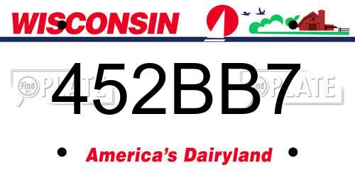 452BB7 Wisconsin License Plate
