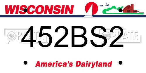452BS2 Wisconsin License Plate