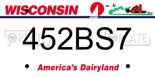 452BS7 Wisconsin License Plate