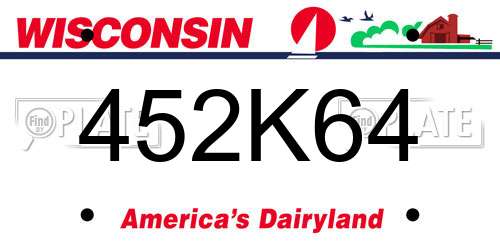 452K64 Wisconsin License Plate