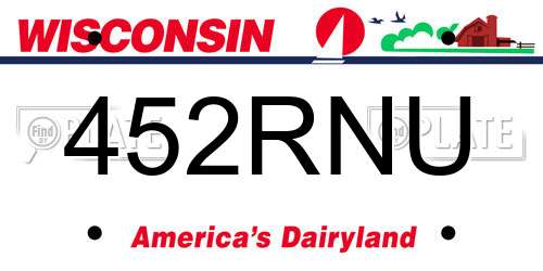 452RNU Wisconsin License Plate