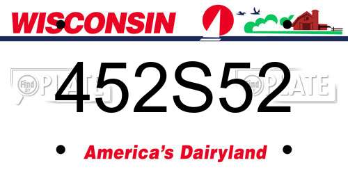 452S52 Wisconsin License Plate