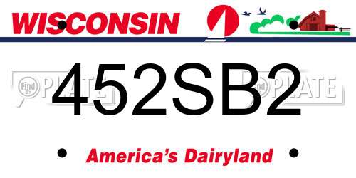 452SB2 Wisconsin License Plate
