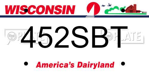 452SBT Wisconsin License Plate