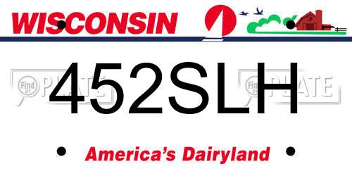 452SLH Wisconsin License Plate