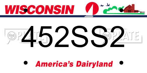 452SS2 Wisconsin License Plate