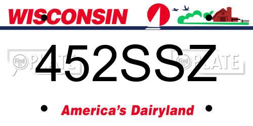 452SSZ Wisconsin License Plate