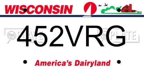 452VRG Wisconsin License Plate
