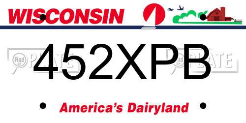 452XPB Wisconsin License Plate