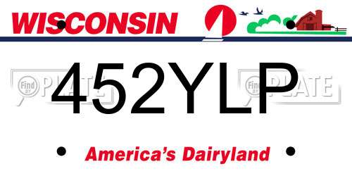 452YLP Wisconsin License Plate